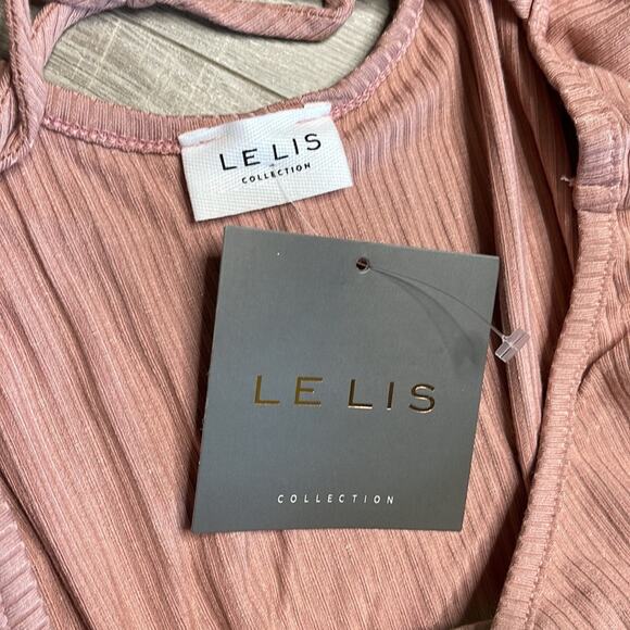 LE LIS Mauve Ribbed Dolman Sleeve Open Back Elastic Waist Romper Women’s Size S - Picture 2 of 6